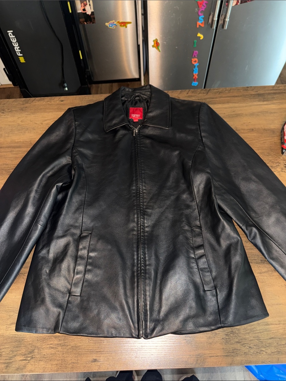 Esprit Black Leather Zip-Front Women's Jacket